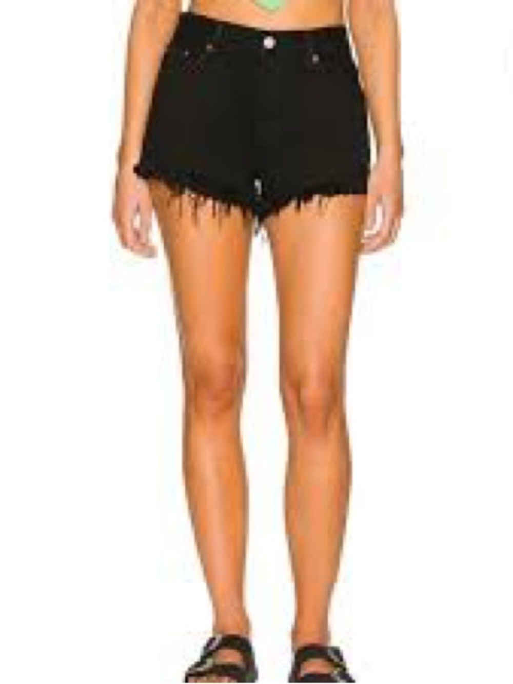 pistola Black Distressed Frayed Hem Denim Shorts 26